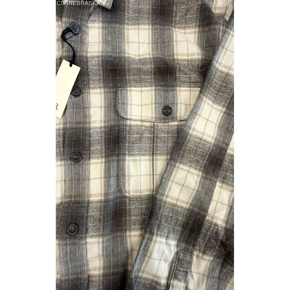 Banana Republic Men's Relaxed Fit Flannel Shirt Brown Beige Plaid NWT Sz XXL